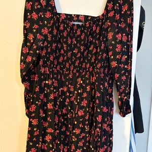 Old Navy Black and Pink Floral Blouse